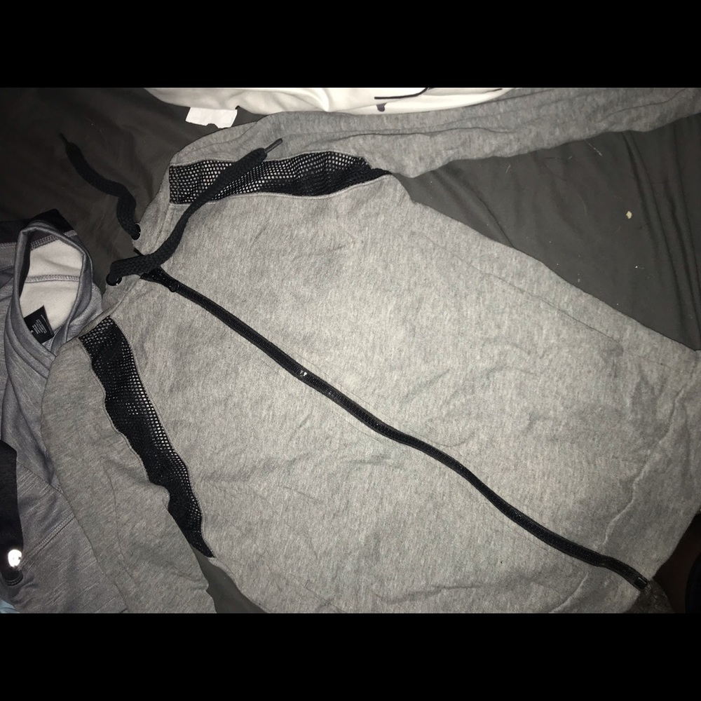 grey hoodie zip up with mesh